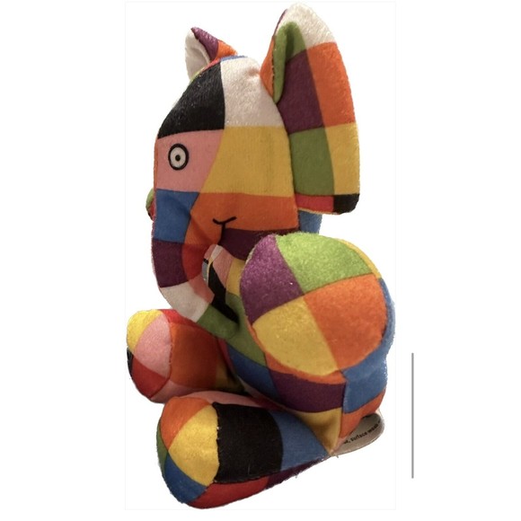 Vintage ELMER -Patchwork Elephant -Toy RATTLE -David McKee -Crocodile Creek 1996 - Picture 3 of 11